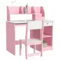 Escritorio y Silla para Niños con Almacenaje para Estudio Lectura y Juegos Mesa 90x45x90 cm y Silla 35x31,5x65 cm Rosa