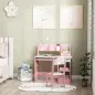 Escritorio y Silla para Niños con Almacenaje para Estudio Lectura y Juegos Mesa 90x45x90 cm y Silla 35x31,5x65 cm Rosa