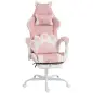 Silla Gaming con Orejas de Gato Respaldo Reclinable 90-135° Reposapiés Extraíble Cojín Lumbar y Reposacabezas Rosa