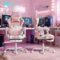 Silla Gaming con Orejas de Gato Respaldo Reclinable 90-135° Reposapiés Extraíble Cojín Lumbar y Reposacabezas Rosa Silla Gaming con Orejas de Gato Respaldo Reclinable 90-135° Reposapiés Extraíble Cojín Lumbar y Reposacabezas Rosa