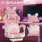 Silla Gaming con Orejas de Gato Respaldo Reclinable 90-135° Reposapiés Extraíble Cojín Lumbar y Reposacabezas Rosa Silla Gaming con Orejas de Gato Respaldo Reclinable 90-135° Reposapiés Extraíble Cojín Lumbar y Reposacabezas Rosa