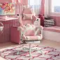 Silla Gaming con Orejas de Gato Respaldo Reclinable 90-135° Reposapiés Extraíble Cojín Lumbar y Reposacabezas Rosa Silla Gaming con Orejas de Gato Respaldo Reclinable 90-135° Reposapiés Extraíble Cojín Lumbar y Reposacabezas Rosa