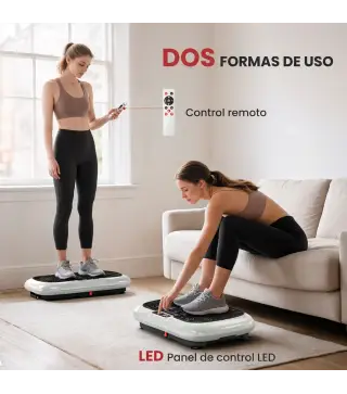 Plataforma Vibratoria con 99 Niveles de Velocidad Pantalla LED Control Remoto 2 Bandas para Hacer Ejercicio en Casa