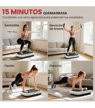 Plataforma Vibratoria con 99 Niveles de Velocidad Pantalla LED Control Remoto 2 Bandas para Hacer Ejercicio en Casa