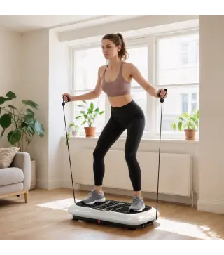 Plataforma Vibratoria con 99 Niveles de Velocidad Pantalla LED Control Remoto 2 Bandas para Hacer Ejercicio en Casa