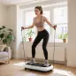 Plataforma Vibratoria con 99 Niveles de Velocidad Pantalla LED Control Remoto 2 Bandas para Hacer Ejercicio en Casa