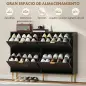 Zapatero Estrecho con 4 Puertas Acanaladas con Estantes Ajustables para 20 Pares 105x24x91,5 cm Negro