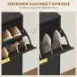 Zapatero Estrecho con 4 Puertas Acanaladas con Estantes Ajustables para 20 Pares 105x24x91,5 cm Negro
