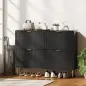 Zapatero Estrecho con 4 Puertas Acanaladas con Estantes Ajustables para 20 Pares 105x24x91,5 cm Negro