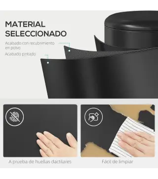 Papelera de Cocina 30L con Pedal Tapa de Cierre Suave y Cubo Extraíble para Dormitorio Oficina Estudio Salón Negro