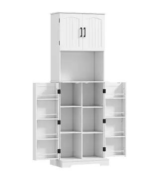 Alacena de Cocina Alta con 4 Puertas 9 Estantes 8 Estantes en Puertas Estantes Ajustables 60x40x181,5 cm Blanco