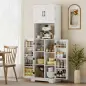 Alacena de Cocina Alta con 4 Puertas 9 Estantes 8 Estantes en Puertas Estantes Ajustables 60x40x181,5 cm Blanco