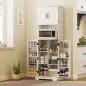 Alacena de Cocina Alta con 4 Puertas 9 Estantes 8 Estantes en Puertas Estantes Ajustables 60x40x181,5 cm Blanco