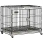 Jaula para Perros Plegable con Ruedas y Bandeja Extraíble Puerta Deslizante Techo Abatible 60,5x45,5x54,5 cm Negro