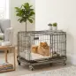 Jaula para Perros Plegable con Ruedas y Bandeja Extraíble Puerta Deslizante Techo Abatible 60,5x45,5x54,5 cm Negro