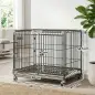 Jaula para Perros Plegable con Ruedas y Bandeja Extraíble Puerta Deslizante Techo Abatible 60,5x45,5x54,5 cm Negro
