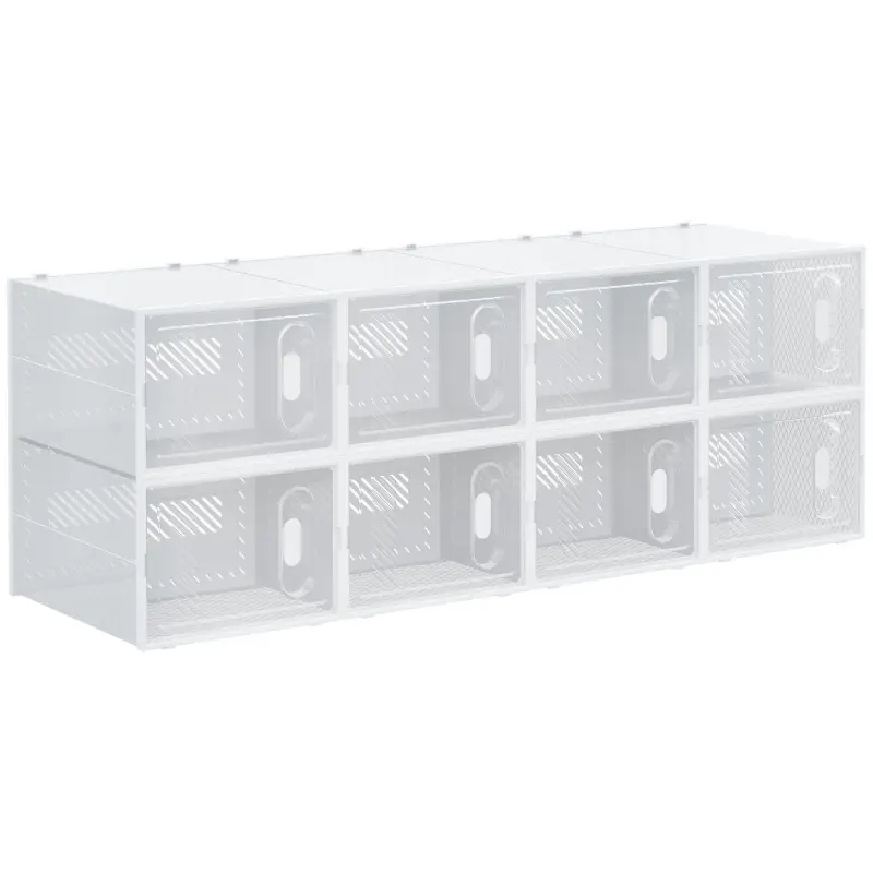 Organizador de Zapatos Modular Estantería Modulable con 8 Cubos Puertas Magnéticas 28x36x21 cm Transparente
