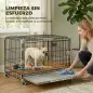 Jaula para Perros Plegable con Ruedas y Bandeja Extraíble Puerta Deslizante Techo Abatible 60,5x45,5x54,5 cm Negro
