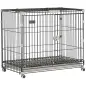Jaula para Perros Plegable con Ruedas y Bandeja Extraíble Puerta Deslizante Techo Abatible 75,5x46x64,5 cm Negro