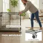 Jaula para Perros Plegable con Ruedas y Bandeja Extraíble Puerta Deslizante Techo Abatible 75,5x46x64,5 cm Negro