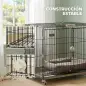 Jaula para Perros Plegable con Ruedas y Bandeja Extraíble Puerta Deslizante Techo Abatible 75,5x46x64,5 cm Negro