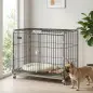 Jaula para Perros Plegable con Ruedas y Bandeja Extraíble Puerta Deslizante Techo Abatible 75,5x46x64,5 cm Negro