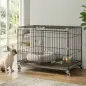 Jaula para Perros Plegable con Ruedas y Bandeja Extraíble Puerta Deslizante Techo Abatible 75,5x46x64,5 cm Negro