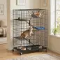 Jaula para gatos de 4 niveles con hamaca, cama, rampas y plataformas en metal con ruedas y bandeja extraíble, Negro