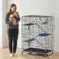 Jaula para gatos de 4 niveles con hamaca, cama, rampas y plataformas en metal con ruedas y bandeja extraíble, Negro Jaula para gatos de 4 niveles con hamaca, cama, rampas y plataformas en metal con ruedas y bandeja extraíble, Negro