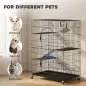 Jaula para gatos de 4 niveles con hamaca, cama, rampas y plataformas en metal con ruedas y bandeja extraíble, Negro Jaula para gatos de 4 niveles con hamaca, cama, rampas y plataformas en metal con ruedas y bandeja extraíble, Negro