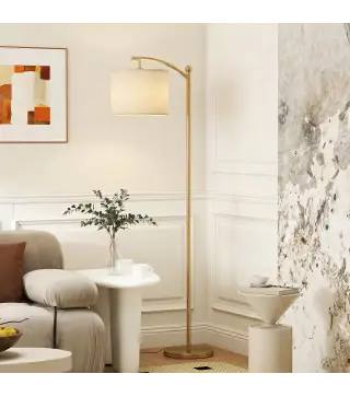 Lámpara de Pie LED Regulable con Temperaturas de Color Ajuste Continuo Control Remoto Temporizador de 60 Minutos Dorado