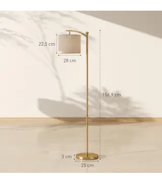 Lámpara de Pie LED Regulable con Temperaturas de Color Ajuste Continuo Control Remoto Temporizador de 60 Minutos Dorado