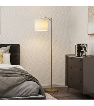 Lámpara de Pie LED Regulable con Temperaturas de Color Ajuste Continuo Control Remoto Temporizador de 60 Minutos Dorado