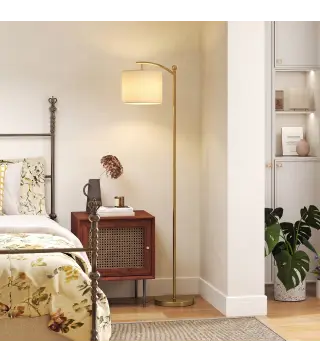 Lámpara de Pie LED Regulable con Temperaturas de Color Ajuste Continuo Control Remoto Temporizador de 60 Minutos Dorado
