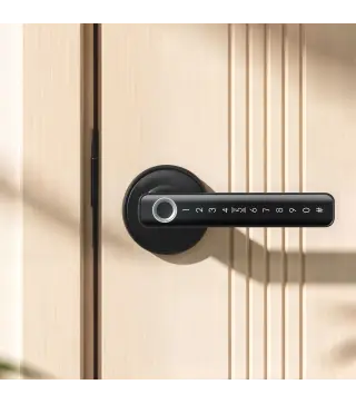 Cerradura Inteligente con Manilla 5 en 1 con Huella Código App Bluetooth Tarjeta NFC y Llave Registro de Accesos Negro