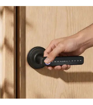 Cerradura Inteligente con Manilla 5 en 1 con Huella Código App Bluetooth Tarjeta NFC y Llave Registro de Accesos Negro