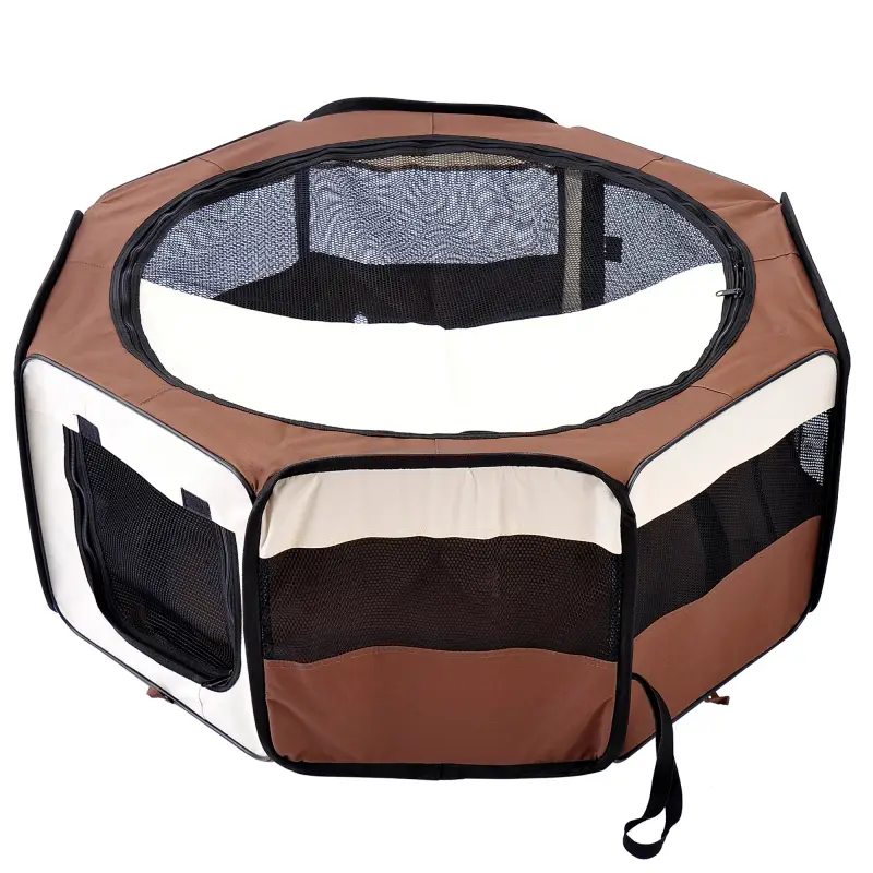 Parque Plegable para Perros y Gatos Corralito Portátil para Animales Pequeños Impermeable de Tela Oxford Ø90x41 cm Café Parque Plegable para Perros y Gatos Corralito Portátil para Animales Pequeños Impermeable de Tela Oxford Ø90x41 cm Café