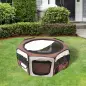 Parque Plegable para Perros y Gatos Corralito Portátil para Animales Pequeños Impermeable de Tela Oxford Ø90x41 cm Café