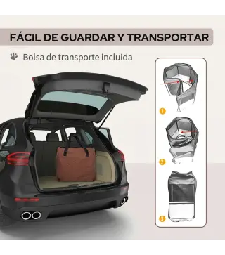 Parque Plegable para Perros y Gatos Corralito Portátil para Animales Pequeños Impermeable de Tela Oxford Ø90x41 cm Café