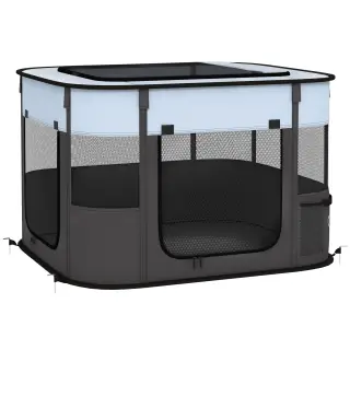 Parque para Perros y Gatos, Corralito Plegable Portátil para Cachorros Conejos y Cobayas Tela Oxford 74x60x45 cm Gris