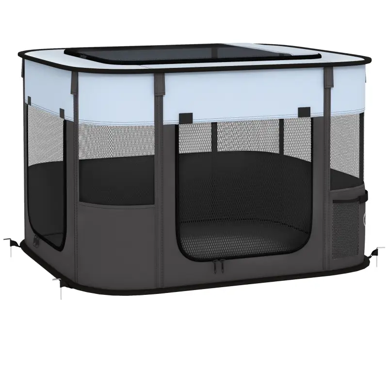 Parque para Perros y Gatos, Corralito Plegable Portátil para Cachorros Conejos y Cobayas Tela Oxford 74x60x45 cm Gris