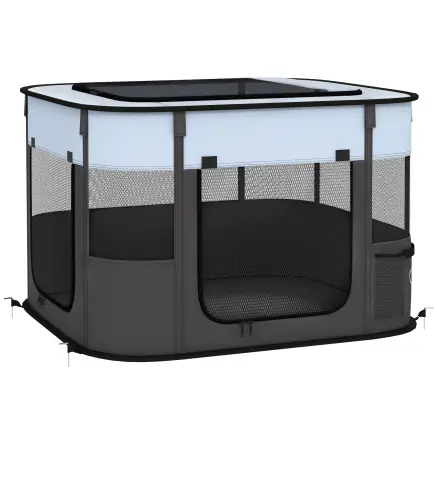 Parque para Perros y Gatos, Corralito Plegable Portátil para Cachorros Conejos y Cobayas Tela Oxford 74x60x45 cm Gris