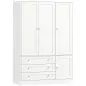Armario Ropero de 4 Puertas con Barra 3 Cajones y Estante Ajustable 120x50x176,5 cm Blanco