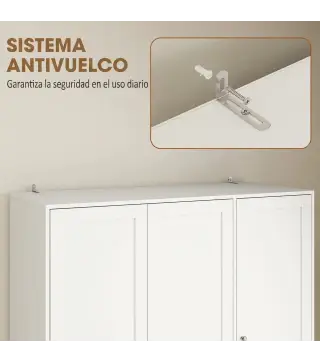 Armario Ropero de 4 Puertas con Barra 3 Cajones y Estante Ajustable 120x50x176,5 cm Blanco