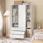 Armario Ropero de 4 Puertas con Barra 3 Cajones y Estante Ajustable 120x50x176,5 cm Blanco Armario Ropero de 4 Puertas con Barra 3 Cajones y Estante Ajustable 120x50x176,5 cm Blanco