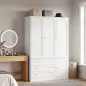 Armario Ropero de 4 Puertas con Barra 3 Cajones y Estante Ajustable 120x50x176,5 cm Blanco Armario Ropero de 4 Puertas con Barra 3 Cajones y Estante Ajustable 120x50x176,5 cm Blanco