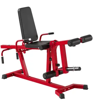 Máquina de Extensión y Curl de Piernas Ajustable 3 en 1 Carga 300 kg con Carga de Placas para Casa Gimnasio Rojo