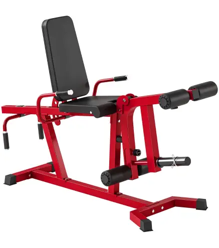Máquina de Extensión y Curl de Piernas Ajustable 3 en 1 Carga 300 kg con Carga de Placas para Casa Gimnasio Rojo