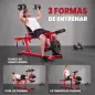 Máquina de Extensión y Curl de Piernas Ajustable 3 en 1 Carga 300 kg con Carga de Placas para Casa Gimnasio Rojo