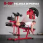 Máquina de Extensión y Curl de Piernas Ajustable 3 en 1 Carga 300 kg con Carga de Placas para Casa Gimnasio Rojo